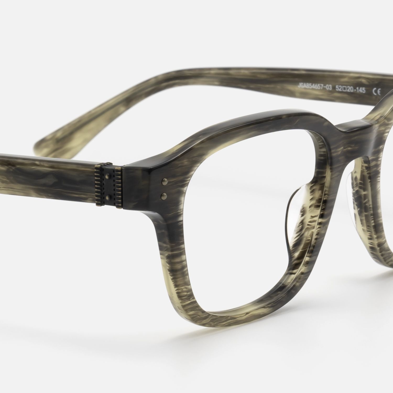 Rainier - Clear Brown Horn Rim Zipper Glasses by Vooglam - Design Details