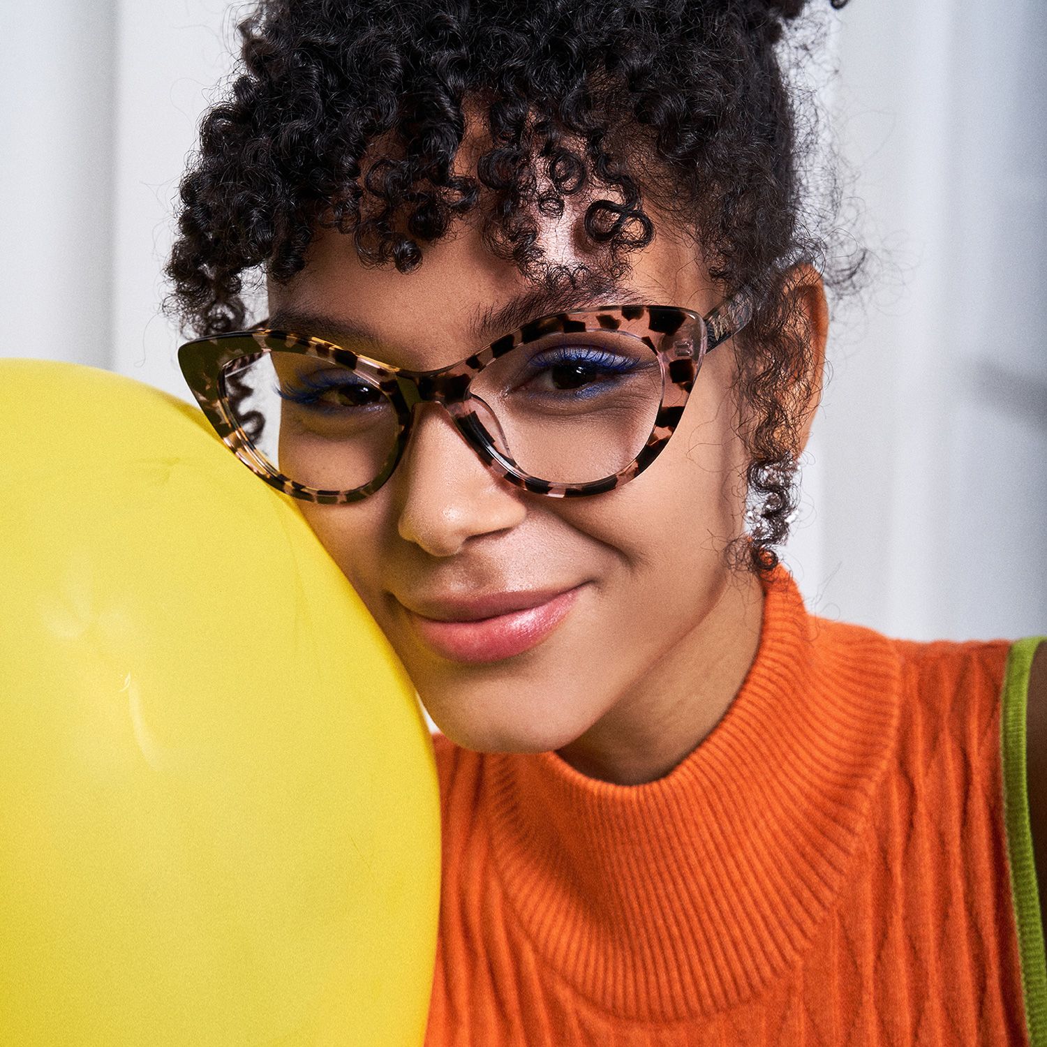 Naira - Cat Eye Floral Eyeglasses by Vooglam - On Model