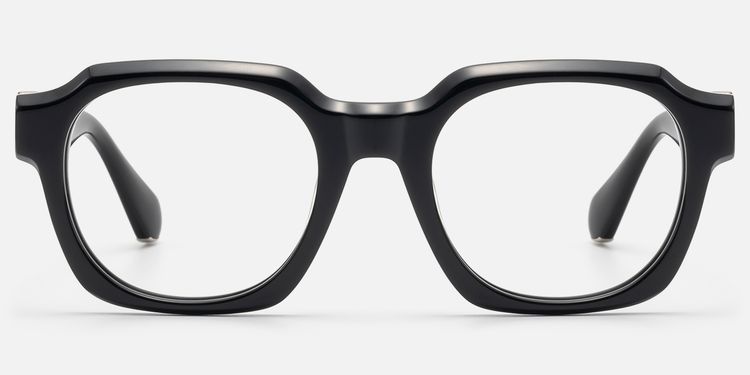 Vernon - Glossy Black Gothic Hexagon Glasses by Vooglam