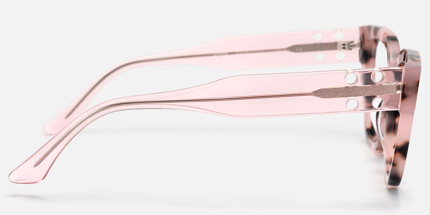 Lorette - Square Pink Eyeglasses by Vooglam - Side View