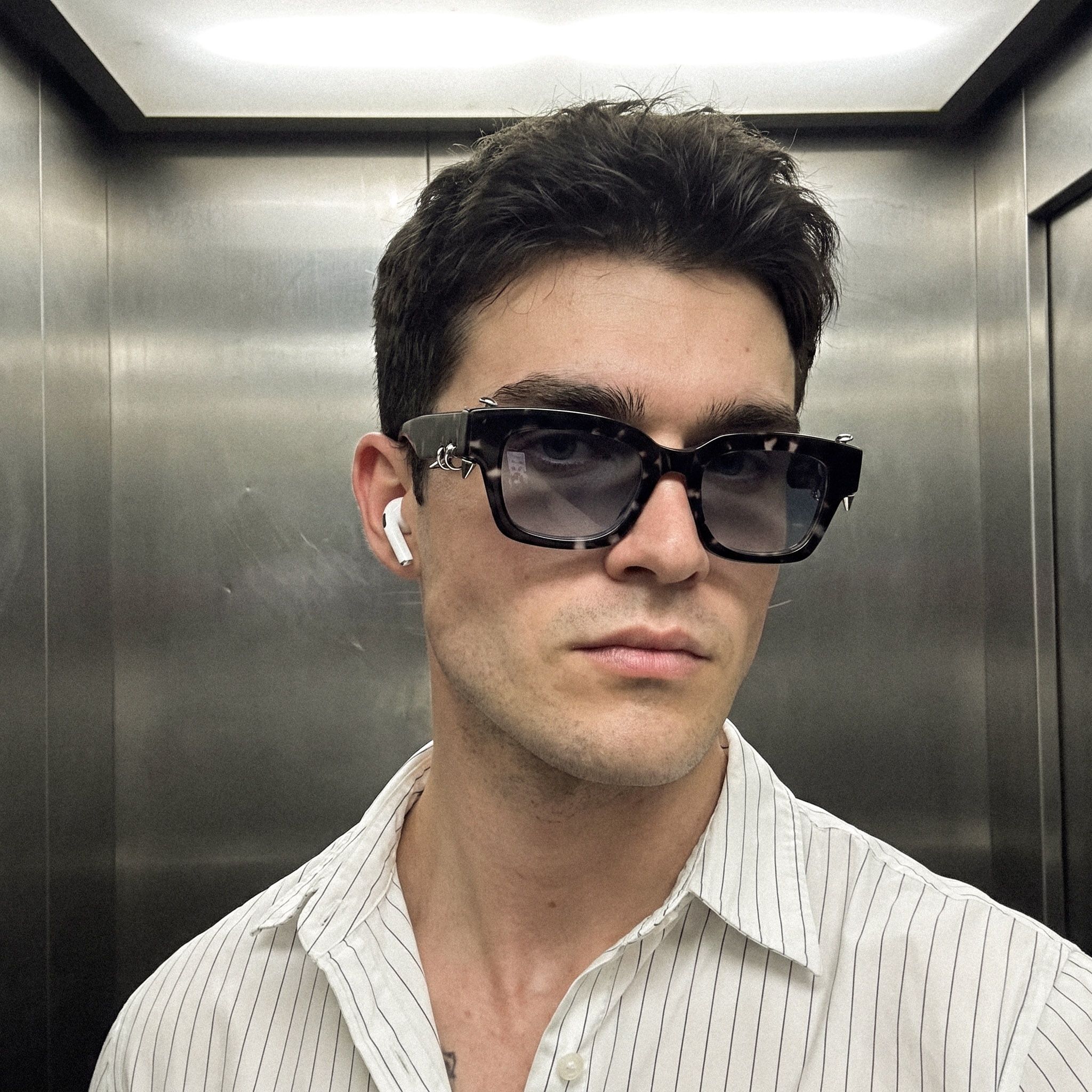 Vooglam Street Style in Real Life: Sabrina - Gold Piercing Clear Purple Sunglasses by Vooglam