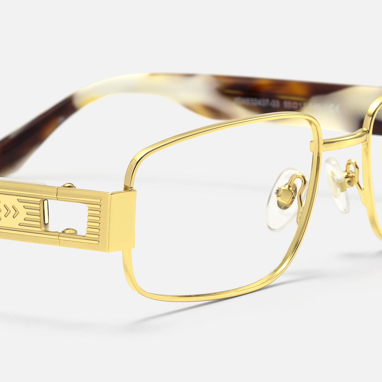 Cypher-Retro Gold Tortoise Narrow Rectangle Glasses by Vooglam - Design Details