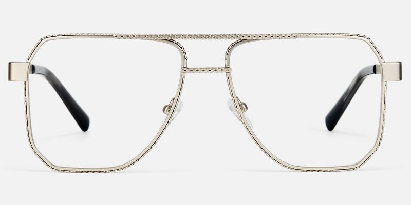 Fidelina - Aviator Silver Eyeglasses by Vooglam