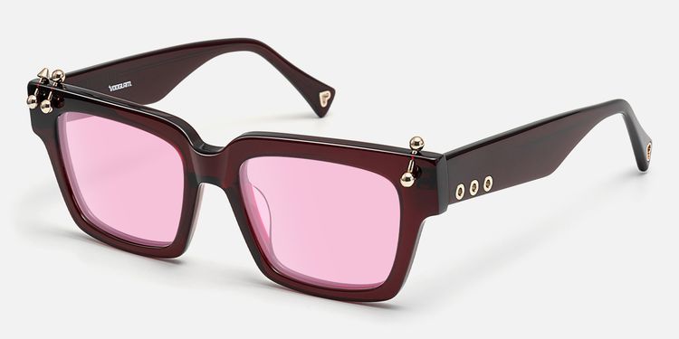 PIERCE - Gold Piercing Burgundy Sunglasses by Vooglam