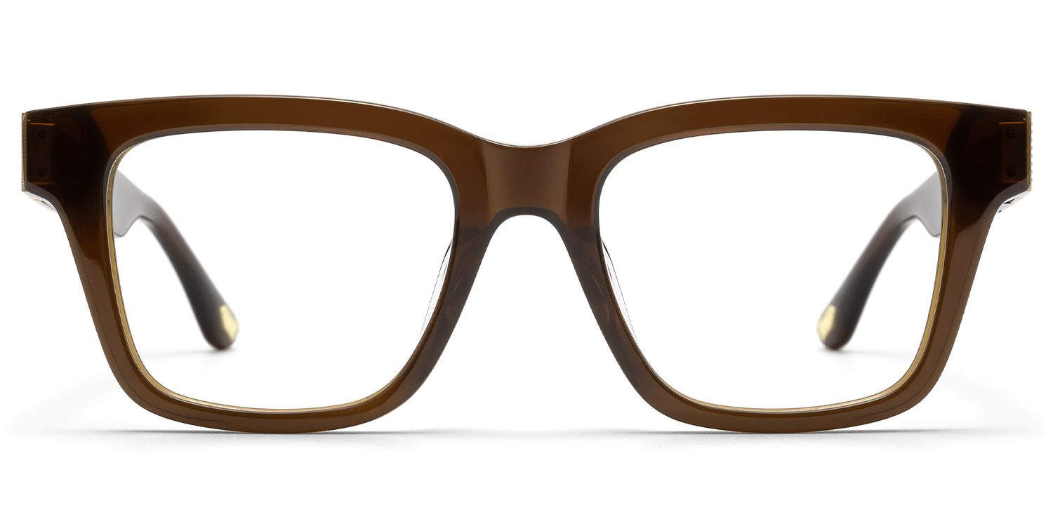Legacy - Brown Gold Square Rectangle Eyeglasses by Vooglam Product Details 1