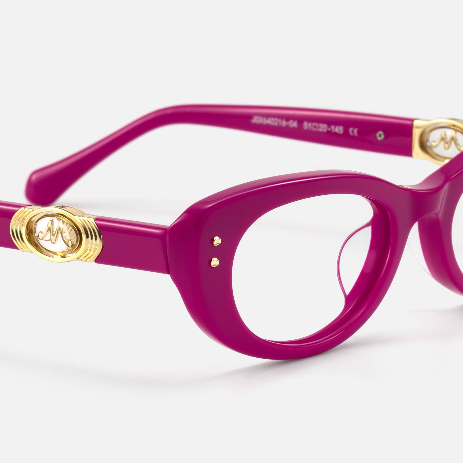Ginza - Magenta Acetate Y2K Narrow Cat Eye Glasses by Vooglam - Design Details