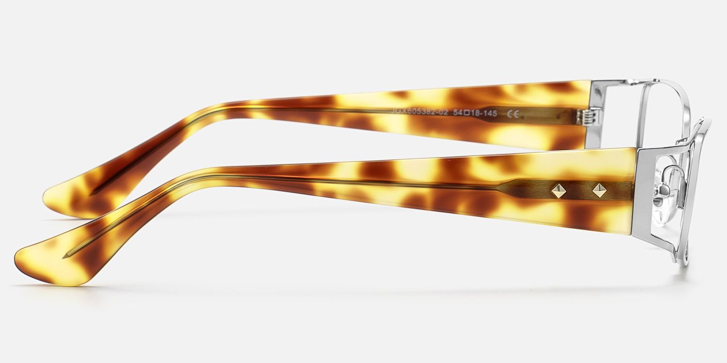 Wren - Nickel-Free Rectangle Silver Eyeglasses by Vooglam - Side View
