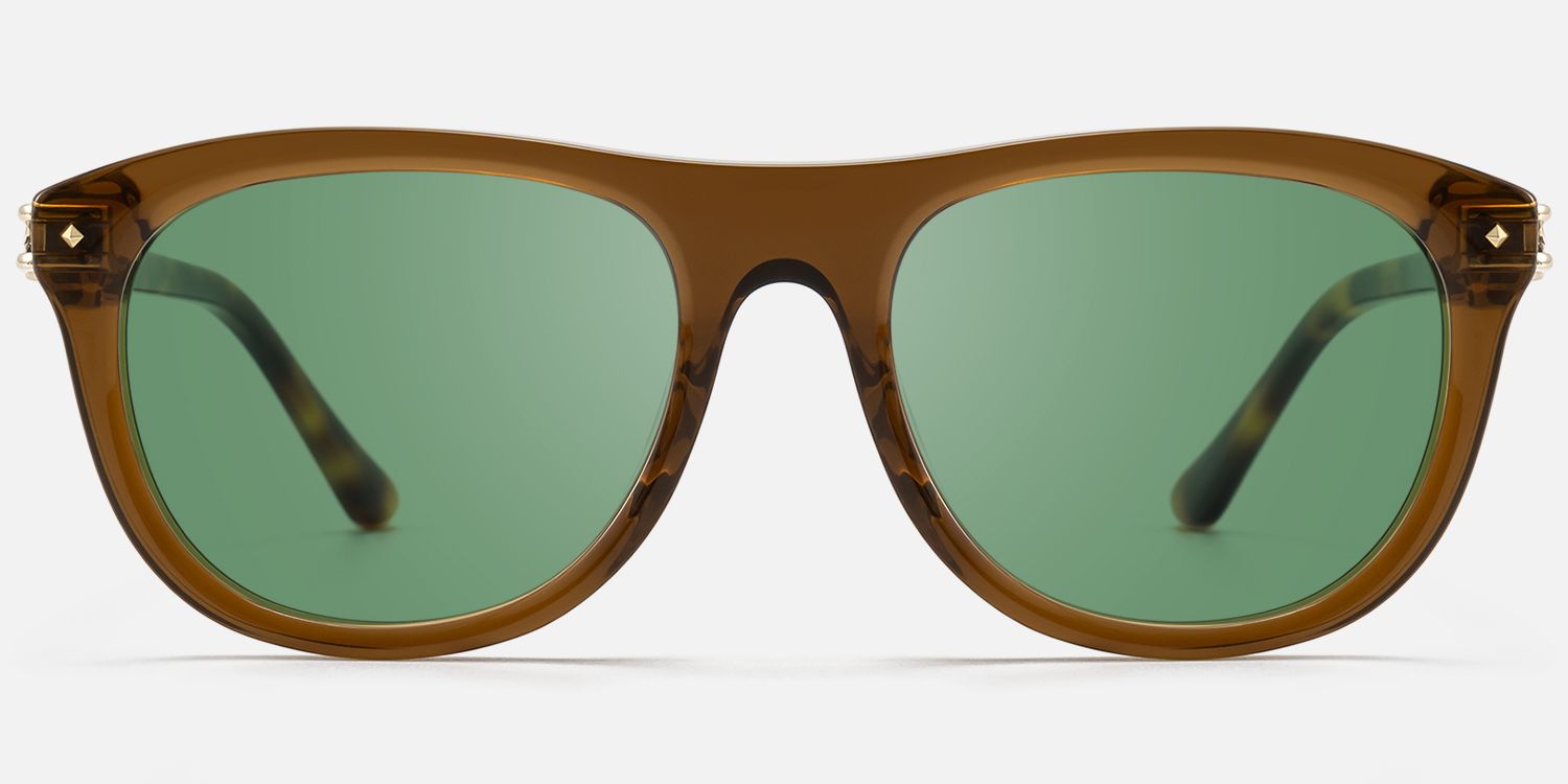 O'Keeffe - Clear Brown Aviator Sunglasses by Vooglam - Angle View