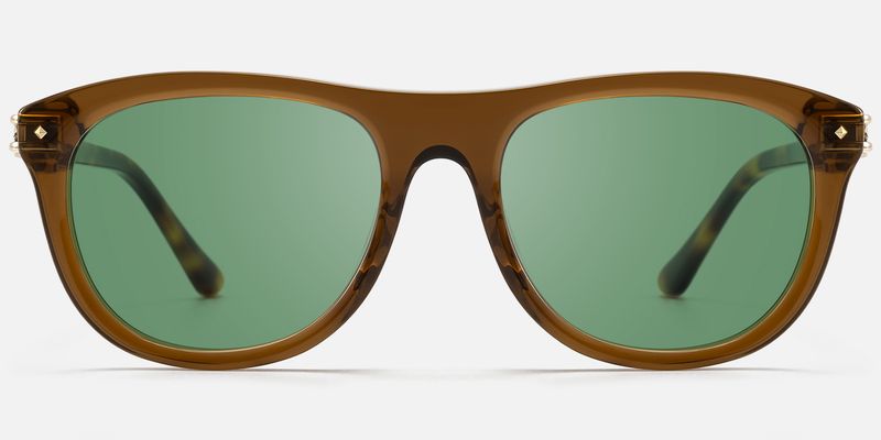O'Keeffe - Clear Brown Aviator Sunglasses by Vooglam