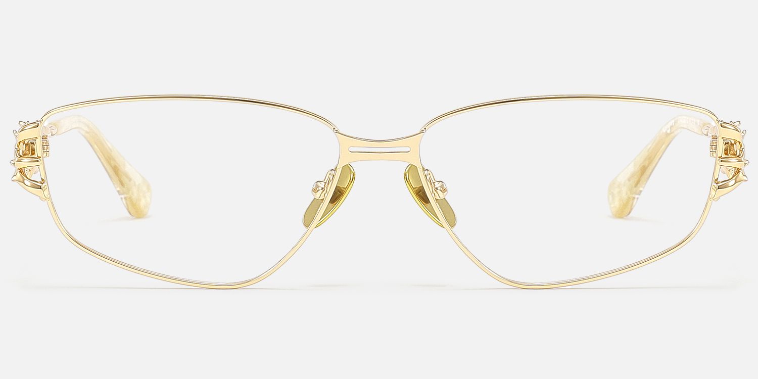 Spine - Gold Geometric Gothic Eyewear by Vooglam - Angle View