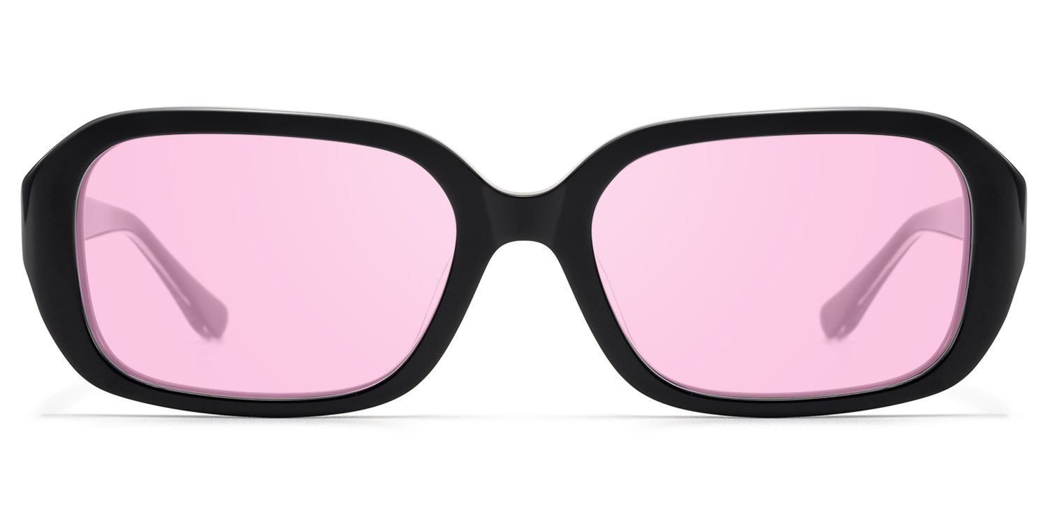 Mies - Pink Lens Exposed Hardware Black Sunglasses by Vooglam Product Details 1