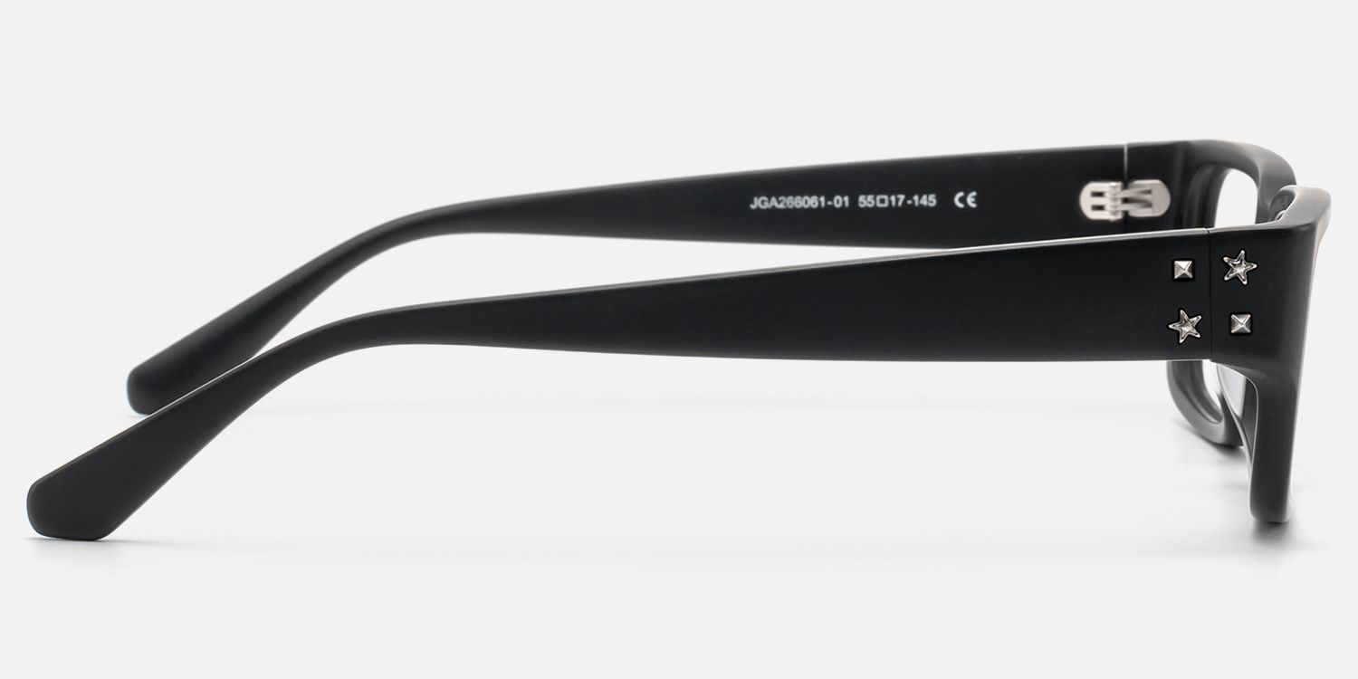 Drexen - Matte Black Acetate Rectangle Frames by Vooglam - Side View