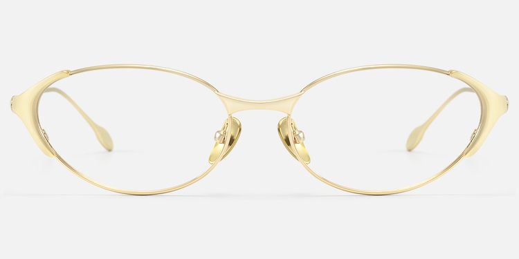 Ebisu - Retro Gold Oval Glasses with Ti Nose Pads by Vooglam