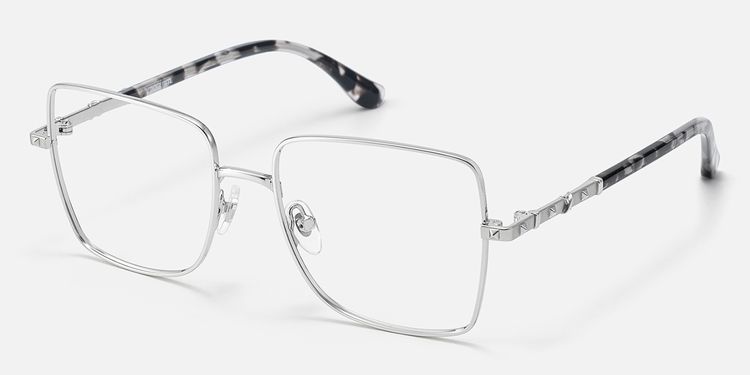 Devereux - Thin Metal Square Silver Eyeglasses by Vooglam
