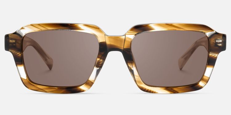 Jet - Rectangle Brown Sunglasses by Vooglam