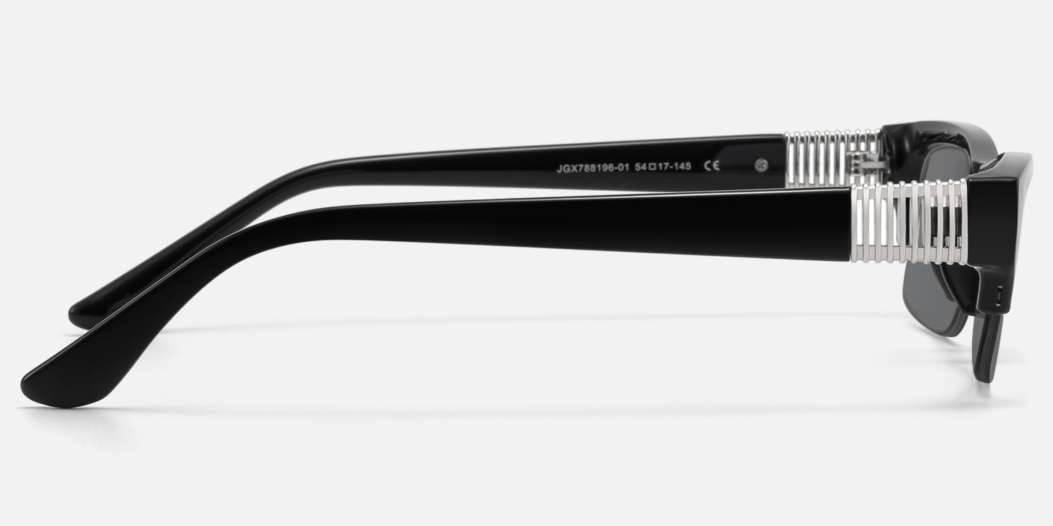Kairo - Black Semi Rimless Sunglasses by Vooglam - Side View