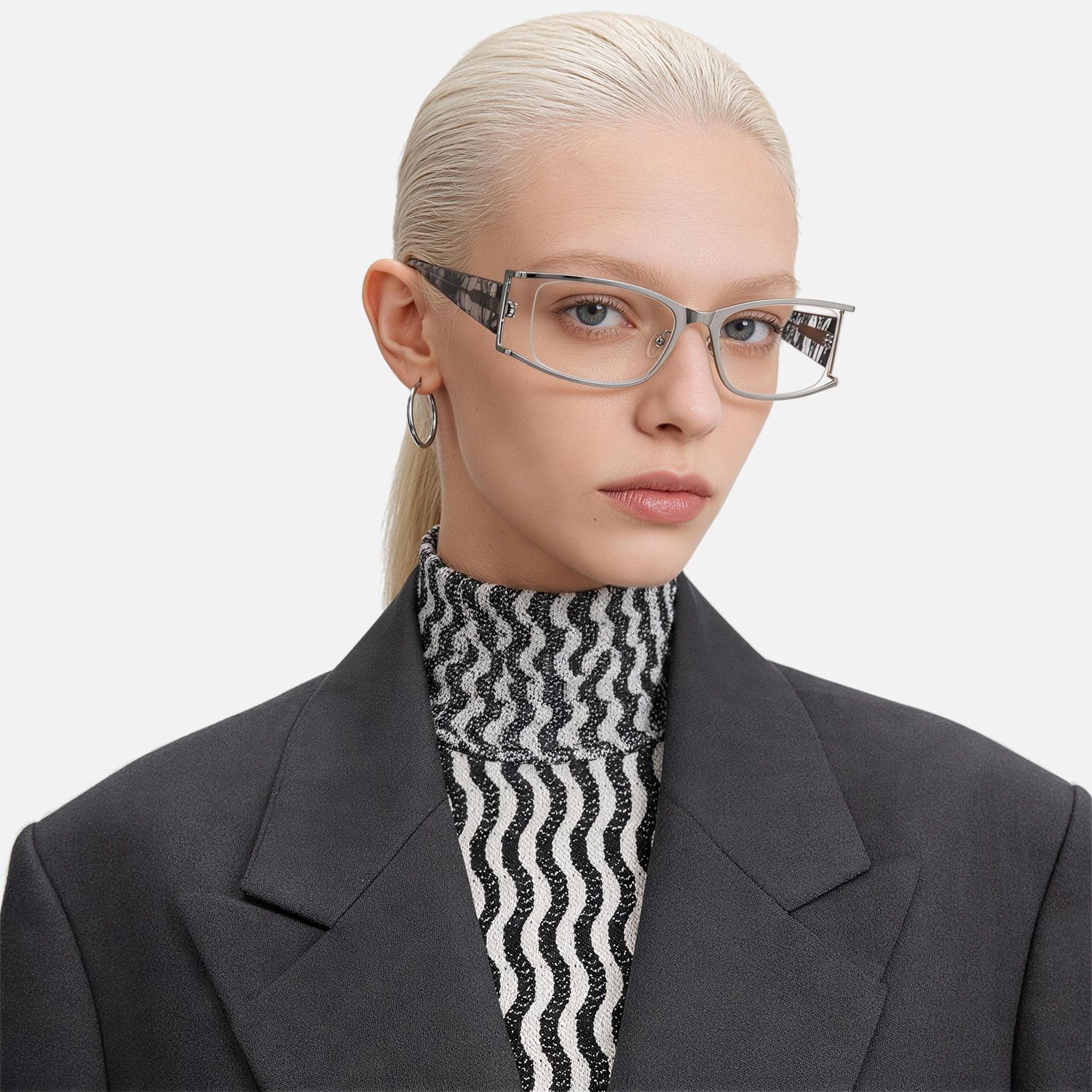 Brand Story: Behind the design of Elle - Silver Metal Narrow Rectangle Hollow Glasses by Vooglam
