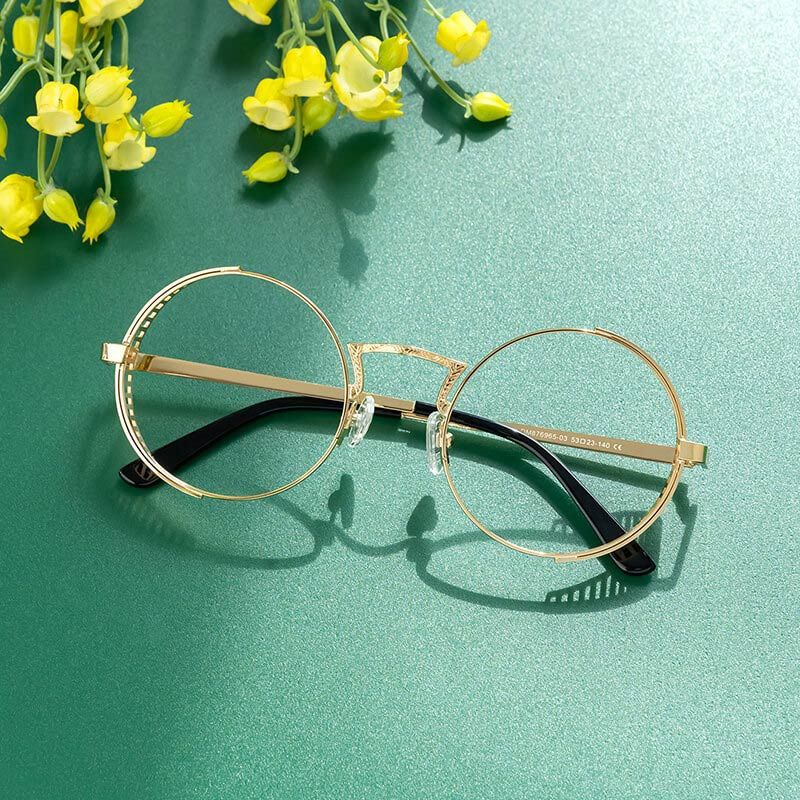 Rojas - Round Gold Eyeglasses | Vooglam On Model