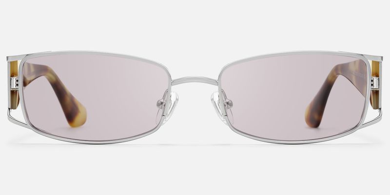Wren - Festival-Ready Rectangle Silver Sunglasses by Vooglam