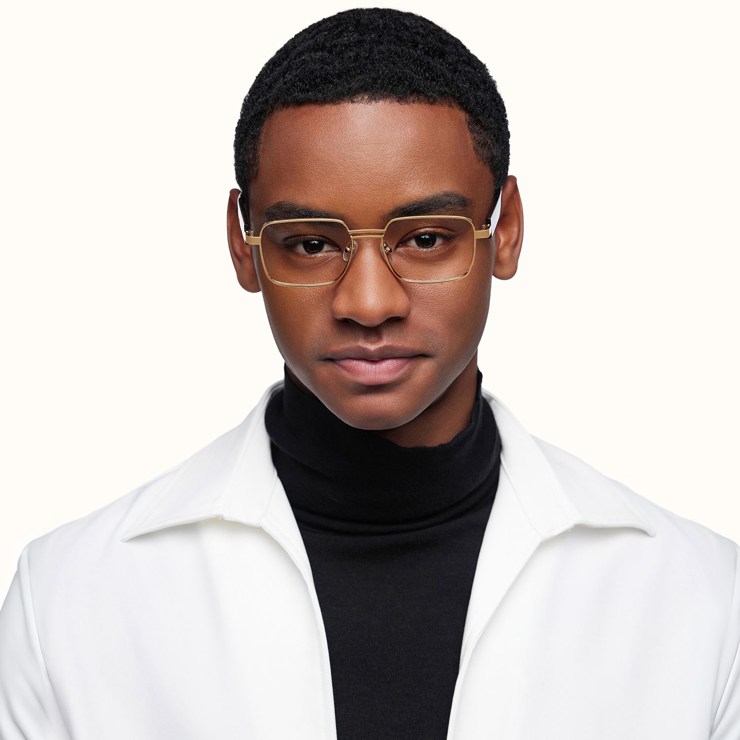Ubuntu - Rectangle Gold Eyeglasses by Vooglam - Lifestyle Look