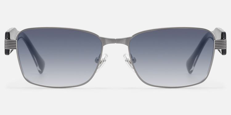 Toyo - Gradient Lens Gunmetal Rectangle Sunglasses by Vooglam