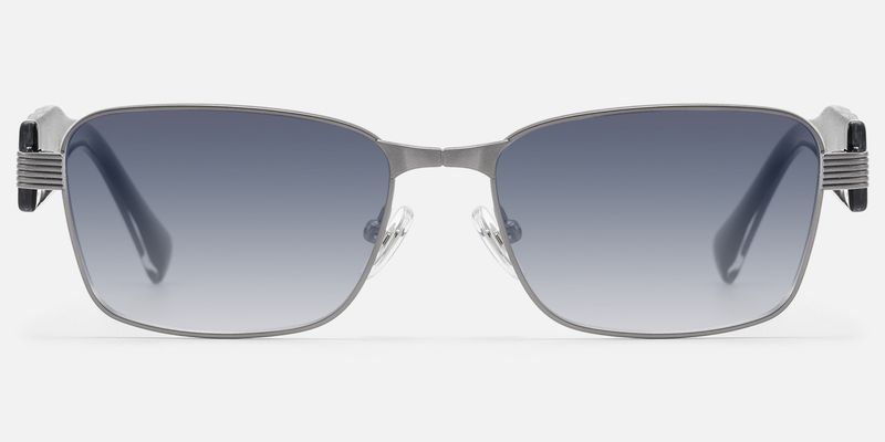 Toyo - Gradient Lens Gunmetal Rectangle Sunglasses by Vooglam