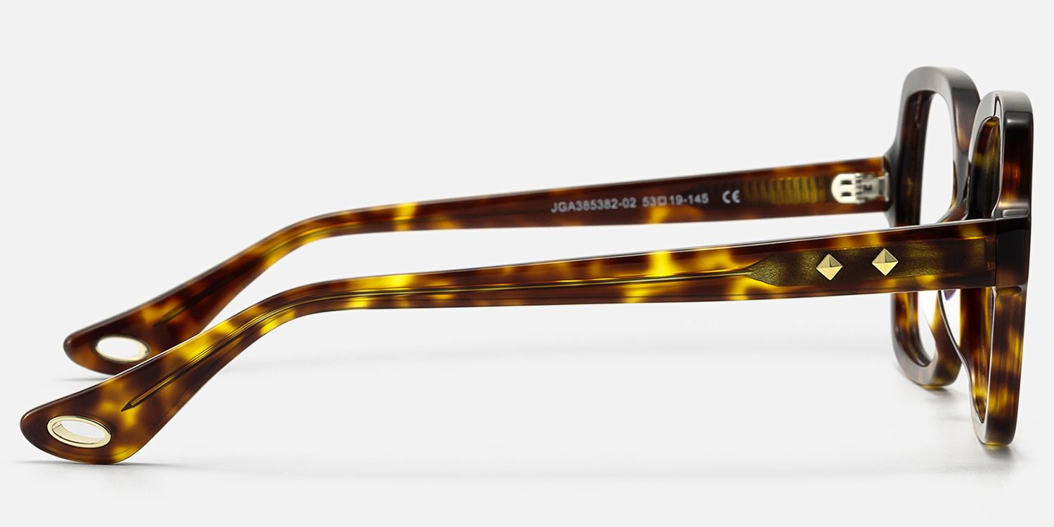 Meridian - Oversized Boho Square Tortoise Glasses by Vooglam - Side View