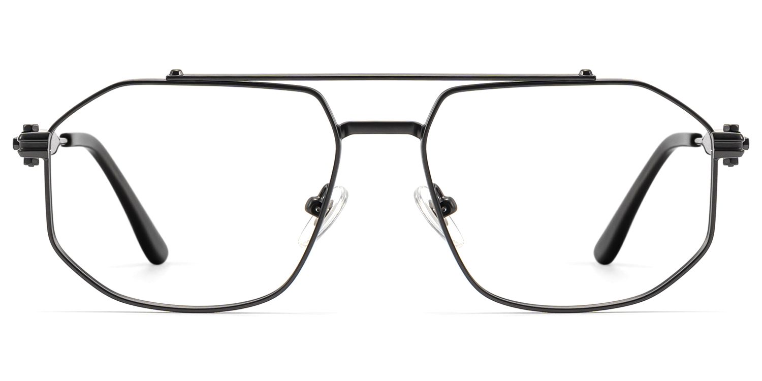 Ando - Matte Black Geometric Metal Glasses by Vooglam Product Details 1