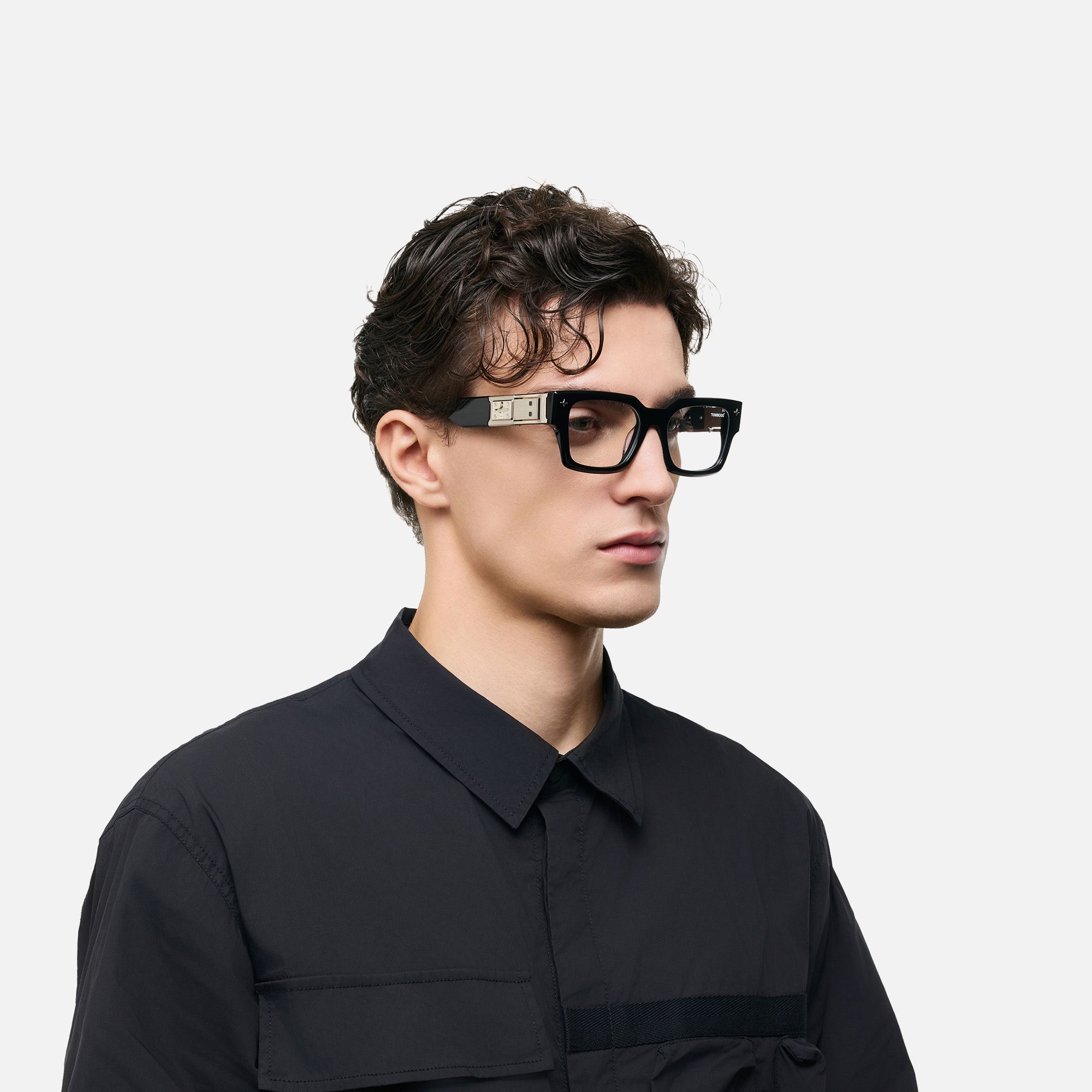 The Programmer - Chunky Black USB Glasses by Vooglam - Model Side Profile