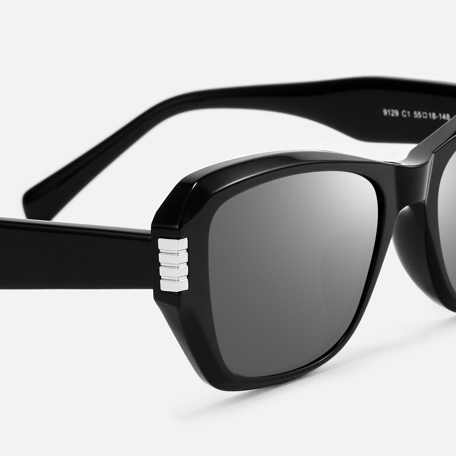 Flicker - Geometric Black Bug Eye Sunglasses by Vooglam - Design Details