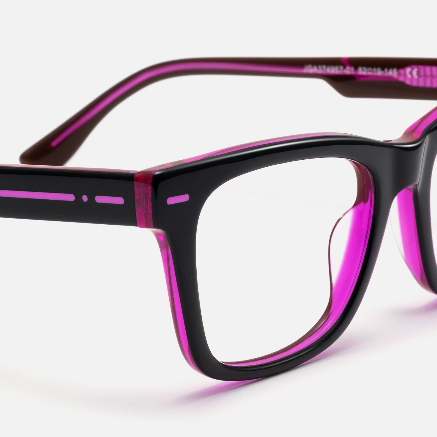 Ether - Square Acetate Neon Pink EDM Rave Glasses by Vooglam - Design Details