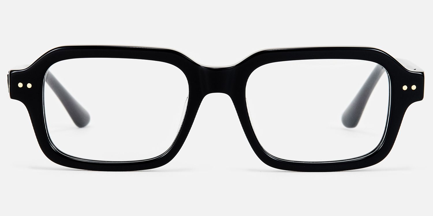 Narges - Rectangle Black Eyeglasses by Vooglam - Angle View