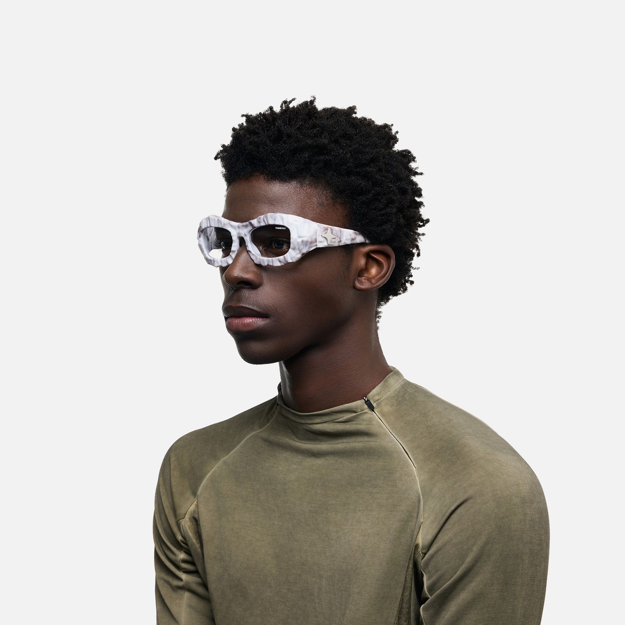 The Geologist - White Marble Rock Glasses by Vooglam - Model Side Profile