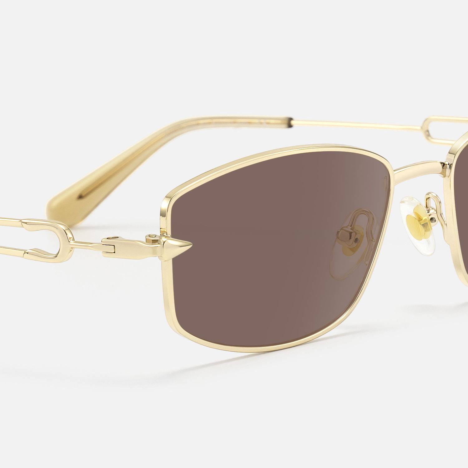Bladework - Gold Narrow Brown Sunglasses by Vooglam - Design Details