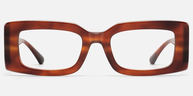 Aurelia - Thick Narrow Rectangle Red Tortoise Frames by Vooglam