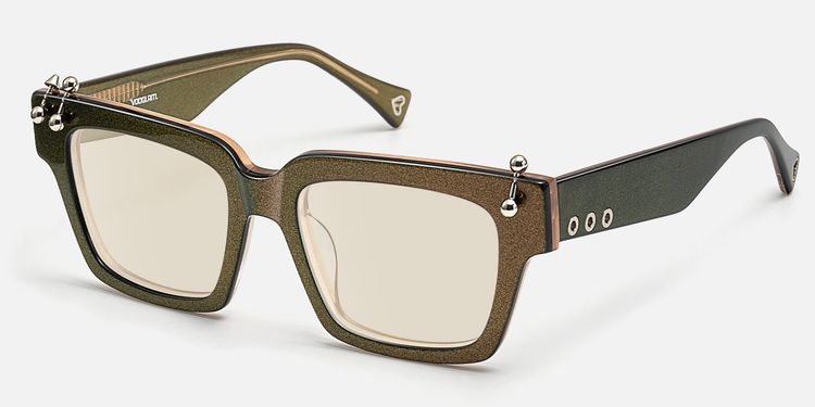 PIERCE - Pearl Brown Pierced Square Tinted Shades by Vooglam