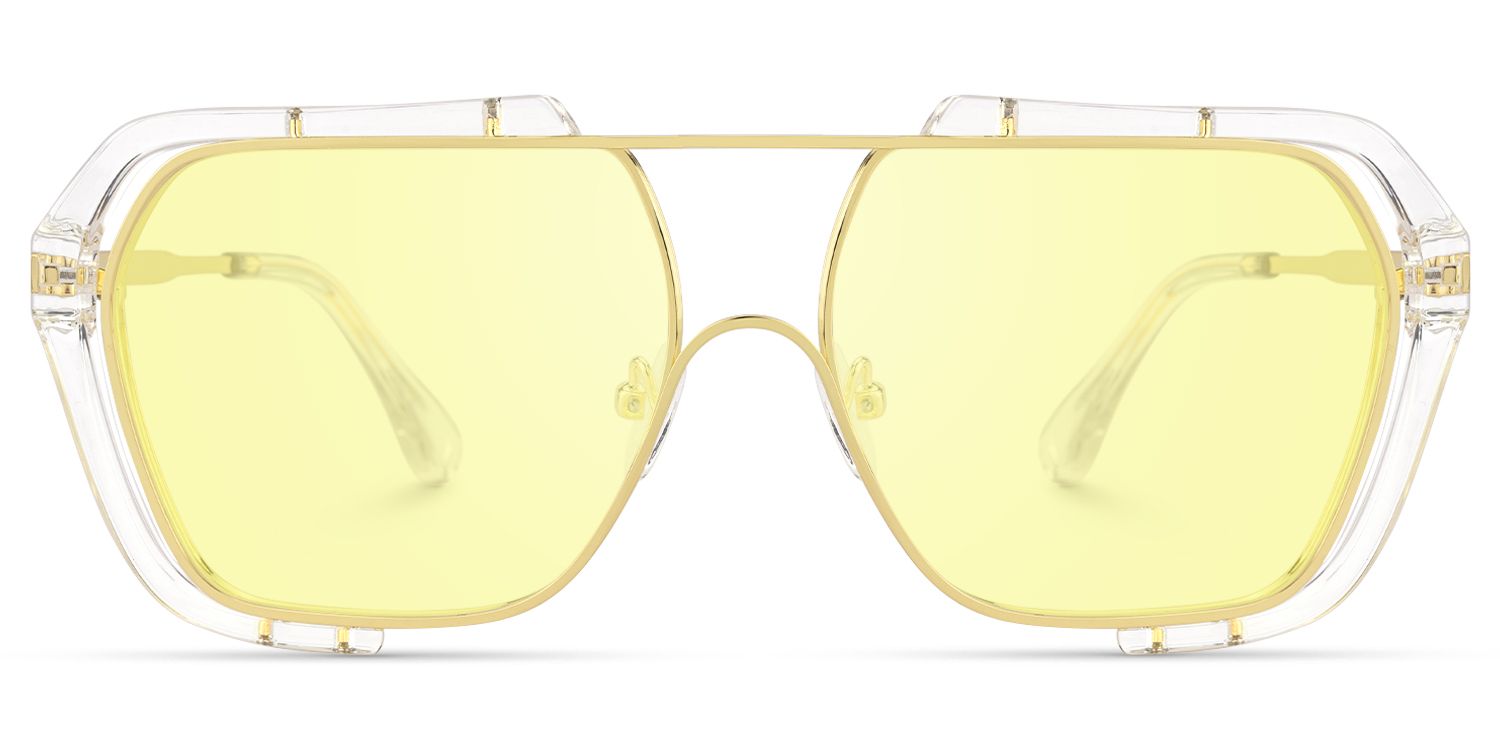 Porsha - Gold Double Bridge Aviator Sunglasses by Vooglam Product Details 1