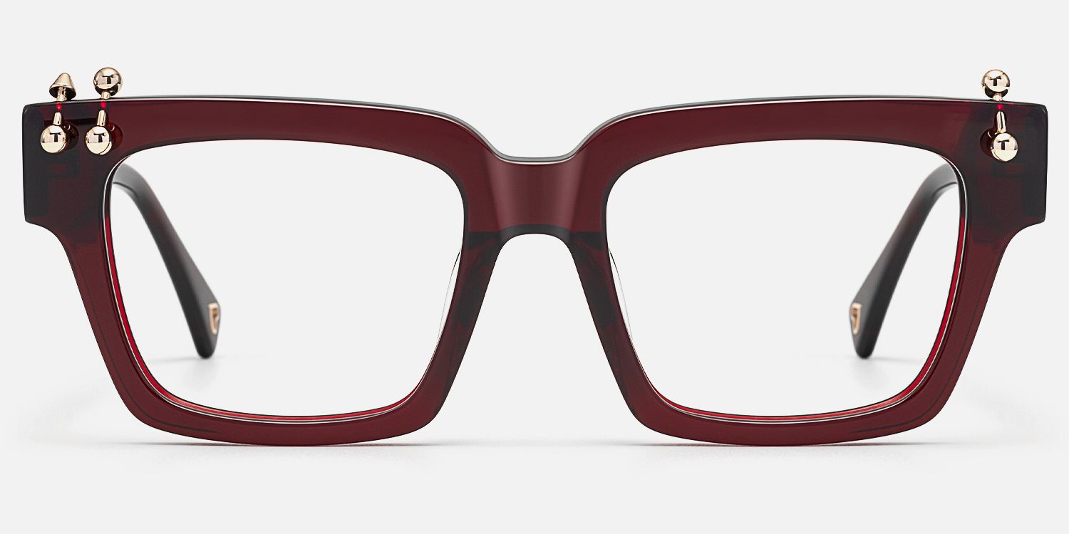 PIERCE - Square Red Eyeglasses by Vooglam - Angle View