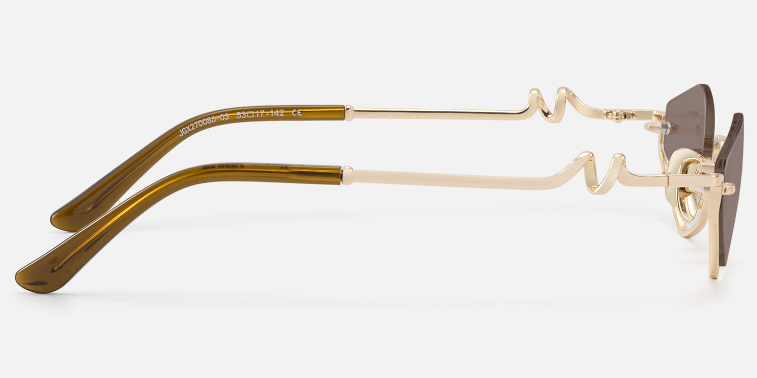 Niseko - Rose Gold Octagon Brown Tinted Sunglasses by Vooglam - Side View