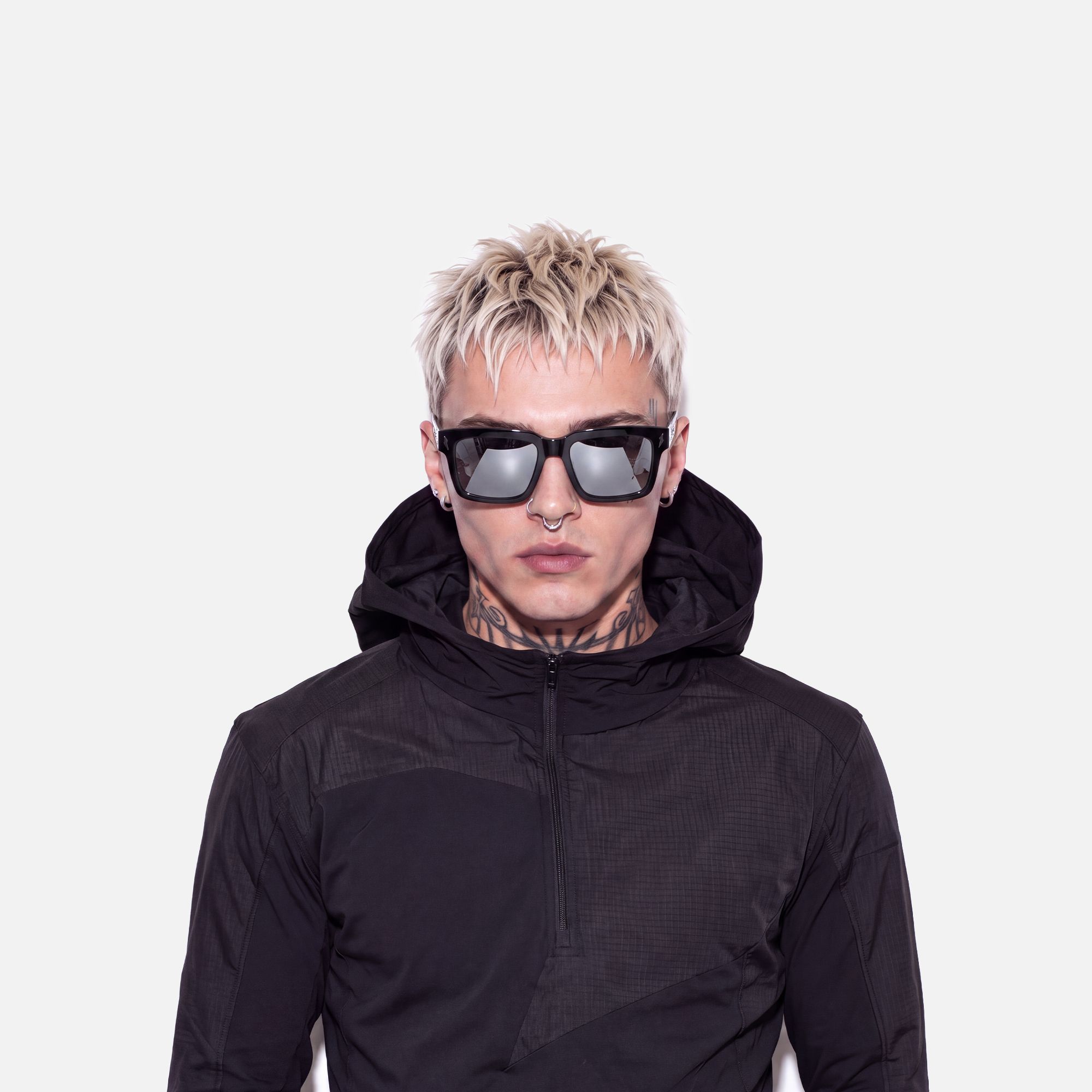 Razor - Dark Rimmed Mirror Sunglasses by Vooglam - Lifestyle Look
