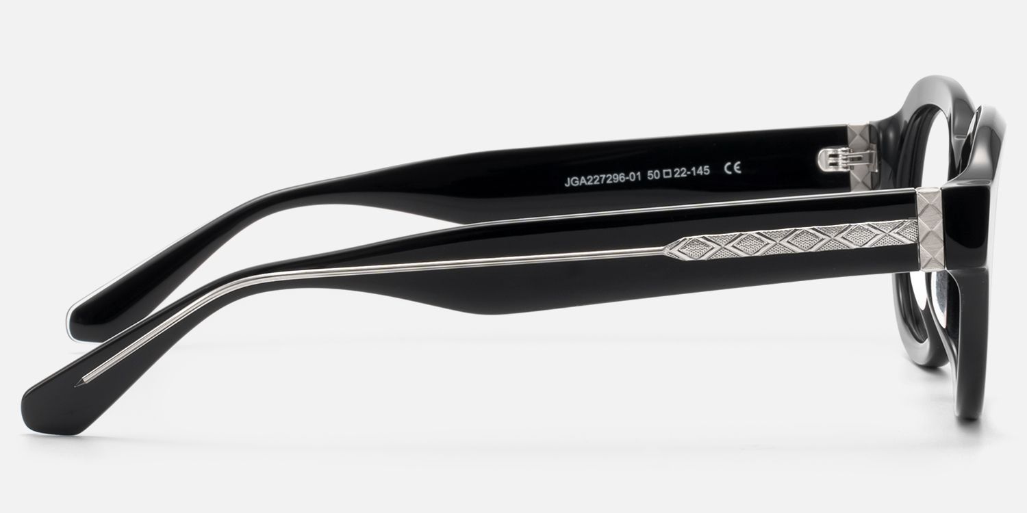 Eerie - Shiny Black Diamond Patterned Glasses by Vooglam - Side View