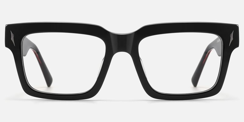 Razor - Thick Acetate Black Glasses | Vooglam