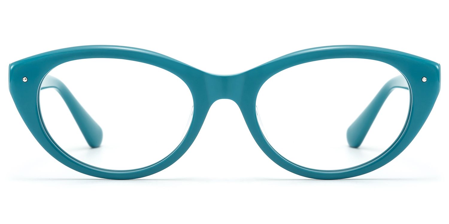 Vael-Vintage Teal Acetate Oval Cateye Glasses by Vooglam Product Details 1