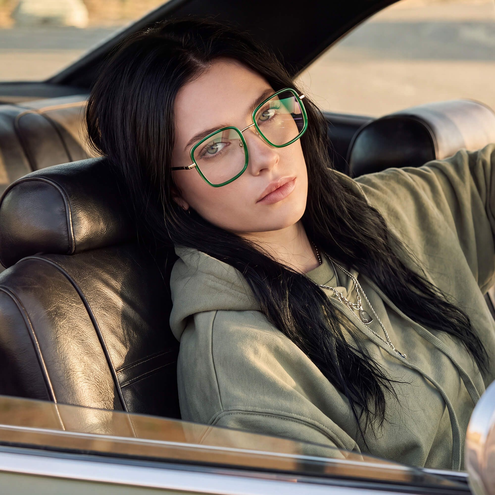 Vooglam Street Style in Real Life: Jace - Oversized Square Tortoise and Gold Glasses by Vooglam