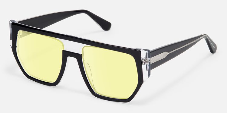 Inerney - Geometric Yellow Tinted Glasses by Vooglam