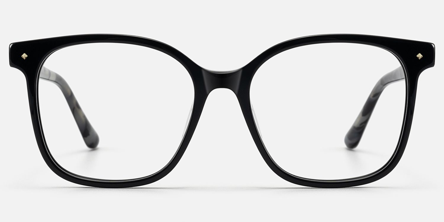 Spacek - Boho Chic Square Black Eyeglasses by Vooglam - Angle View