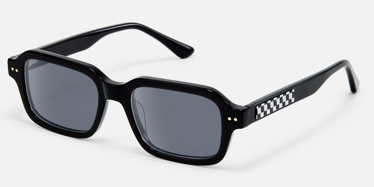 Narges - Rectangle Black Sunglasses by Vooglam