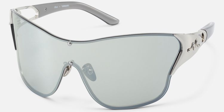 Suzuka - One Piece Shiny Silver Shield Sunglasses by Vooglam
