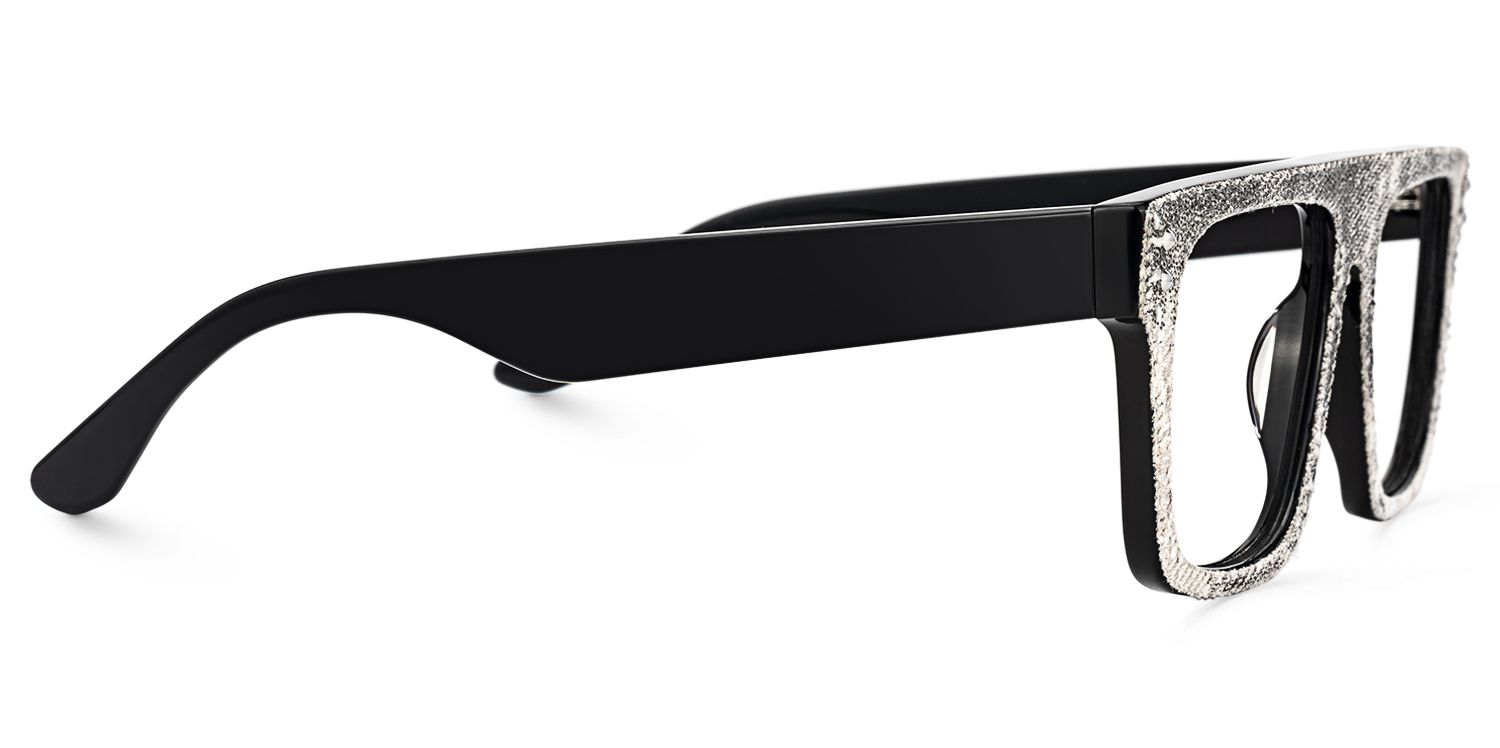 Najinca - Rectangle Black Eyeglasses by Vooglam - Product View 4