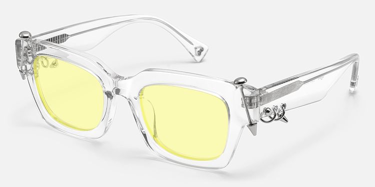 Sabrina - Clear Pierced Yellow Tint Sunglasses by Vooglam